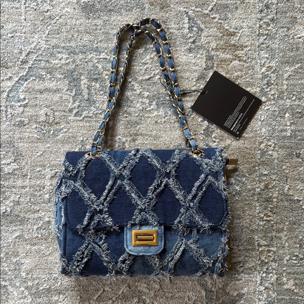 Chic Denim Chain Strap Bag